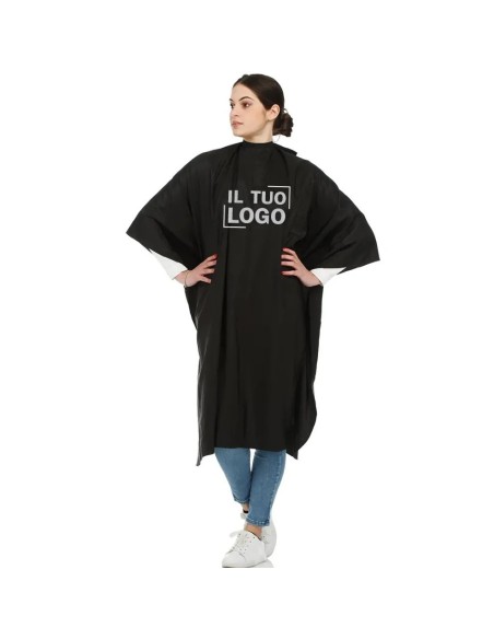 Mantella parrucchiere chiusura bottoni 140 x 120 cm con il tuo logo personalizzato omaggio