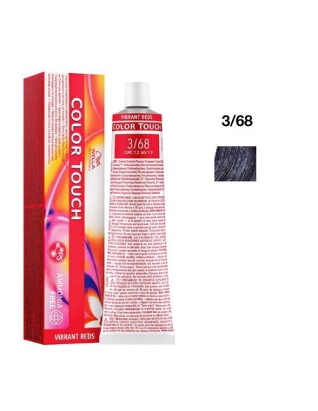3/68 Castano Scuro Viola Bluette Wella Color Touch Vibrant Reds Senza Ammoniaca 60 ml