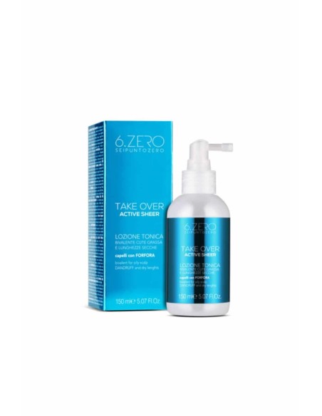 6.ZERO Take Over Lozione tonica bivalente per cute grassa con forfora e lunghezze secche da 150 ml