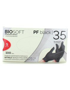 Rays Glovely Biosoft PF Black 35 guanti monouso neri in nitrile senza polvere - 100 pz s