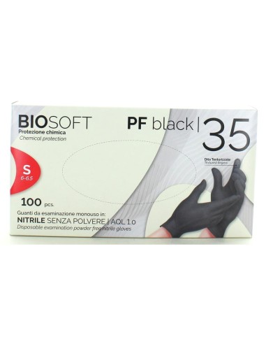 Rays Glovely Biosoft PF Black 35 guanti monouso neri in nitrile senza polvere - 100 pz s