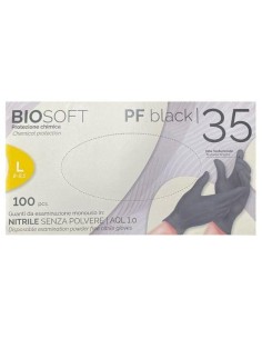 Rays Glovely Biosoft PF Black 35 guanti monouso neri in nitrile senza polvere - 100 pz l