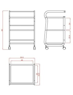 Weelko Carrello estetica a 3 ripiani in vetro traslucido 2