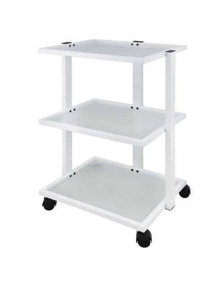Weelko Carrello in metallo 3 ripiani in vetro traslucido per estetitista centro estetico