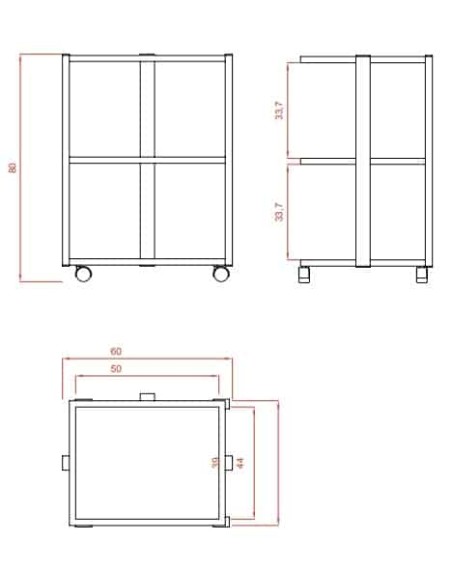 Weelko Carrello in metallo 3 ripiani in vetro traslucido per estetitista centro estetico