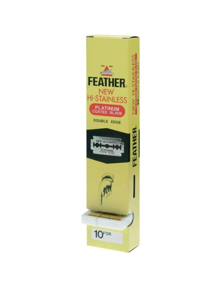 Feather Hi-steinless Platinum Lamette da barba box 200 lame