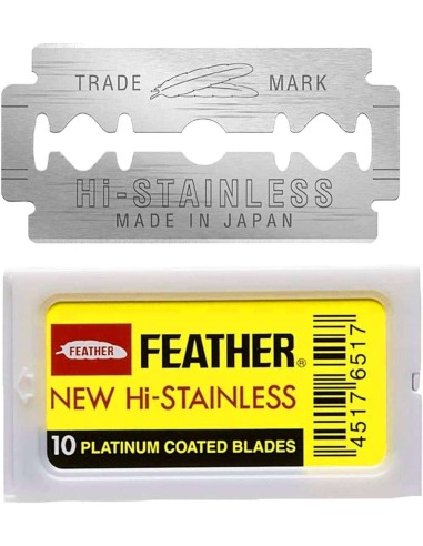 Feather Hi-steinless Platinum Lamette da barba box 10 lame