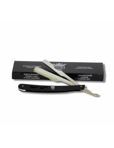 Estas Rasoio barber in acciao inox mezza lama manico nero