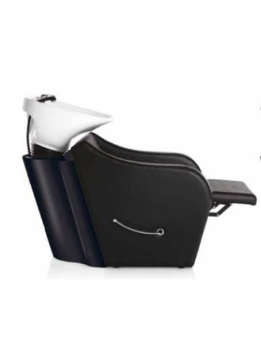 Lavatesta omega plus poltrona lavaggio con vasca in ceramica bianca e alzata poggiapiedi