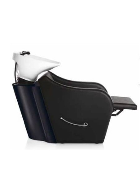 Lavatesta omega plus poltrona lavaggio con vasca in ceramica bianca e alzata poggiapiedi
