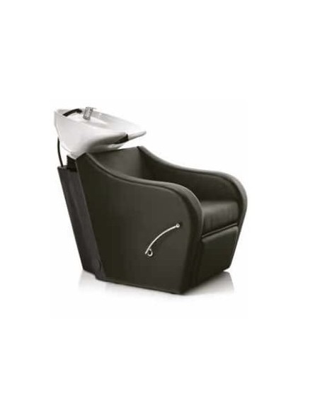 Lavatesta omega plus poltrona lavaggio con vasca in ceramica bianca e alzata poggiapiedi
