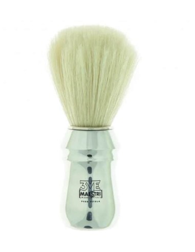 3VE Maestri Pennello da barba manico alluminio setola pura bianca